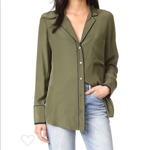 Frame Denim Silk Blouse size xs Color- Dark Army